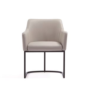 Manhattan Comfort Serena Light Grey Leatherette Upholstered Modern Dining Armchair