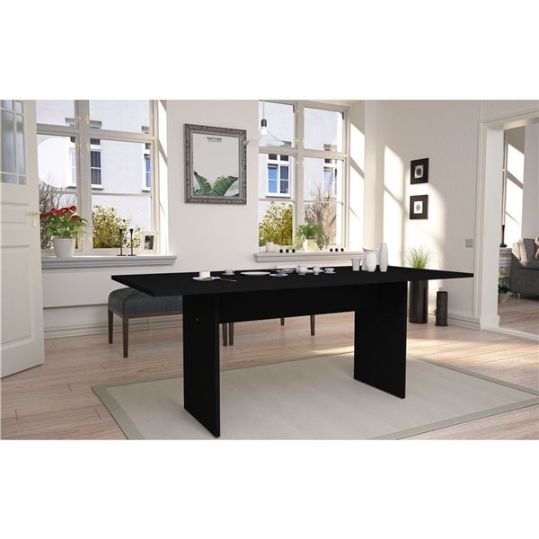 Table de salle à manger moderne Nomad Manhattan Comfort en composite noir 32,48 l. x 67,91 po L.