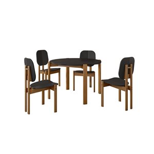 Manhattan Comfort Gales 46.54-in dia Matte Black 5-Piece Transitional Dining Set