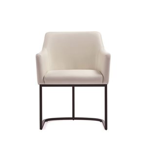 Fauteuil de salle à manger Serena Manhattan Comfort moderne rembourré en similicuir crème