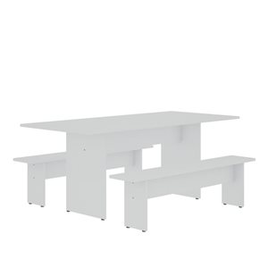 Ensemble de salle à manger moderne 3 pièces Nomad Manhattan Comfort blanc 67,91 po L.