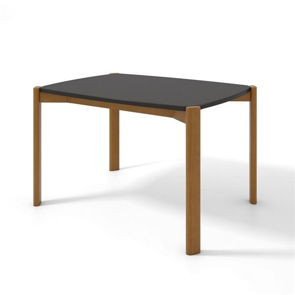 Manhattan Comfort Gales 35.43 W x 47.24-in L Matte Black/Brown MDF Mid-Century Modern Dining Table w/ Solid Wood Legs