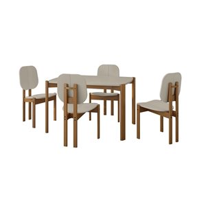 Manhattan Comfort Gales 35.43 W x 47.24-in L Greige/Brown 5-Piece Transitional Dining Set