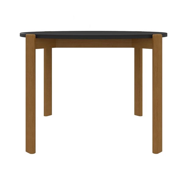 Manhattan Comfort Gales 46.54-in dia Matte Black/Brown MDF Mid-Century Modern Dining Table w/ Solid Wood Legs