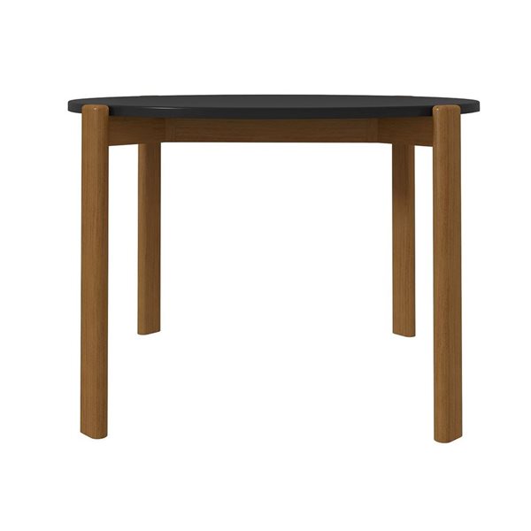 Manhattan Comfort Gales 46.54-in dia Matte Black/Brown MDF Mid-Century Modern Dining Table w/ Solid Wood Legs