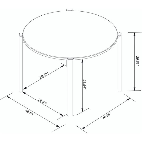 Manhattan Comfort Gales 46.54-in dia Matte Black/Brown MDF Mid-Century Modern Dining Table w/ Solid Wood Legs