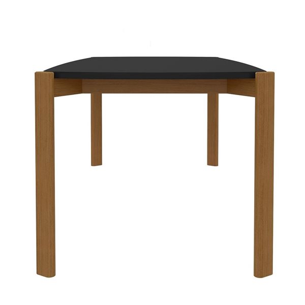 Manhattan Comfort Gales 35.43 W x 70.87-in L Matte Black/Brown MDF Mid-Century Modern Dining Table w/ Solid Wood Legs