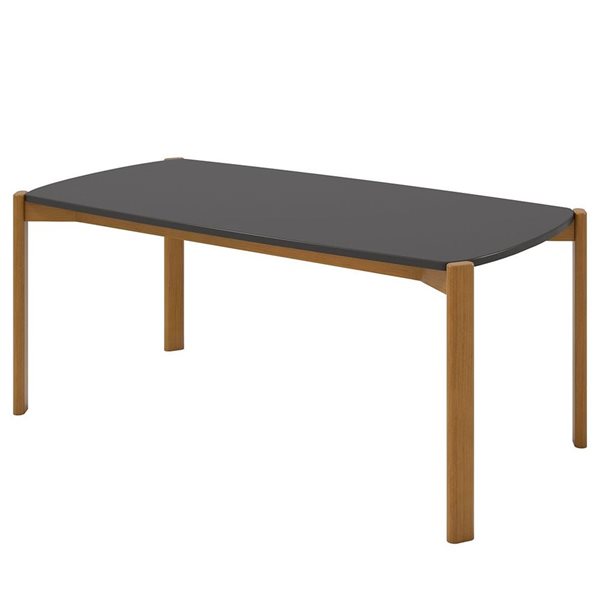 Manhattan Comfort Gales 35.43 W x 70.87-in L Matte Black/Brown MDF Mid-Century Modern Dining Table w/ Solid Wood Legs