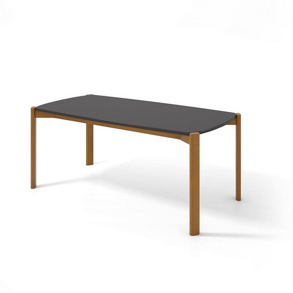 Manhattan Comfort Gales 35.43 W x 70.87-in L Matte Black/Brown MDF Mid-Century Modern Dining Table w/ Solid Wood Legs