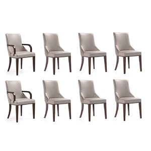 Ensemble de 8 chaises de salle à manger Shubert Manhattan Comfort moderne en similicuir et velours gris