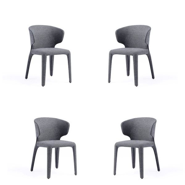 Manhattan Comfort Conrad Grey Woven Tweed Mid-Century Modern Dining Chairs - Set of 4