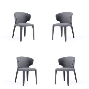 Manhattan Comfort Conrad Grey Woven Tweed Mid-Century Modern Dining Chairs - Set of 4