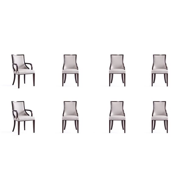 Manhattan Comfort Grand 8-Piece Light Grey Faux Leather Dining Chairs