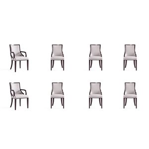 Manhattan Comfort Grand 8-Piece Light Grey Faux Leather Dining Chairs