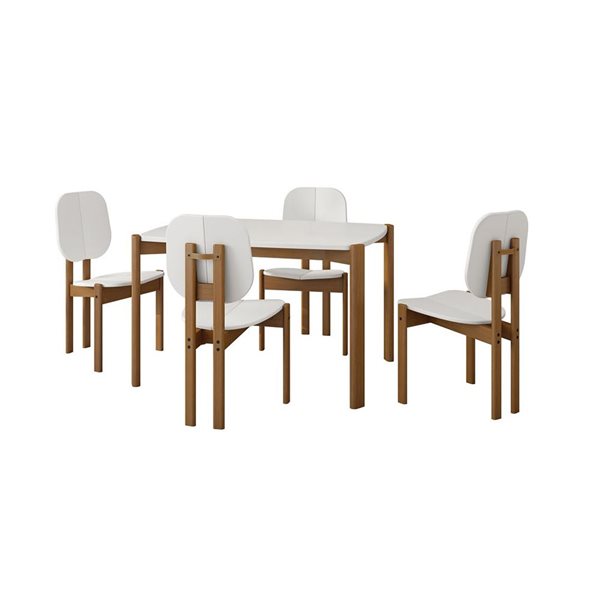 Manhattan Comfort Gales 35.43 W x 47.24-in L Matte White/Brown 5-Piece Transitional Dining Set