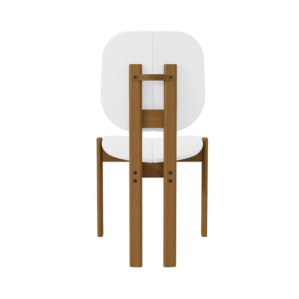 Manhattan Comfort Gales White Mid-Century Modern Dining Chair w/ Solid Wood Legs - Set of 4