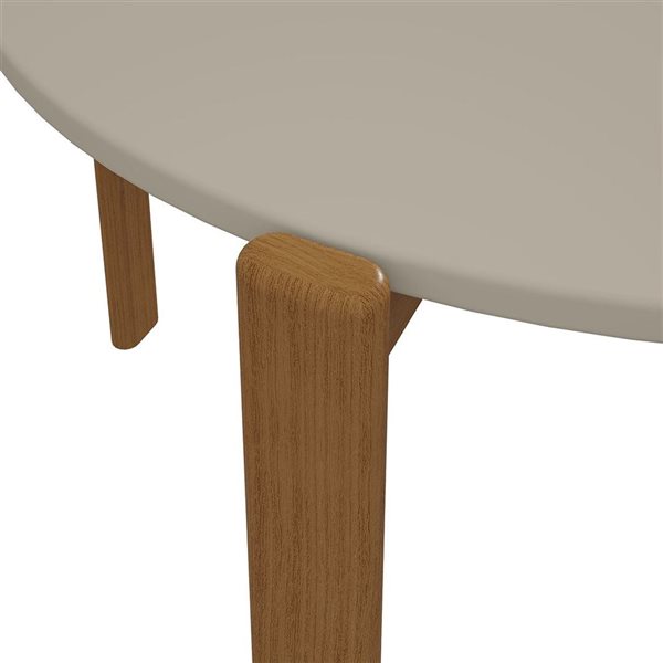 Table de salle à manger Gales Manhattan Comfort MDF grège et brun style mi-siècle moderne et pieds bois massif 46,54 po dia.