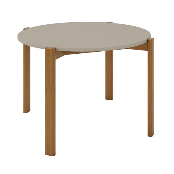 Table de salle à manger Gales Manhattan Comfort MDF grège et brun style mi-siècle moderne et pieds bois massif 46,54 po dia.