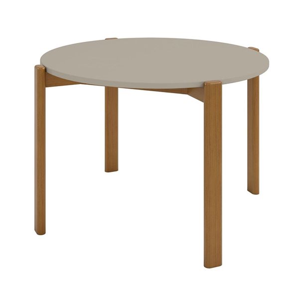 Manhattan Comfort Gales 46.54-in dia Greige/Brown MDF Mid-Century Modern Dining Table w/ Solid Wood Legs