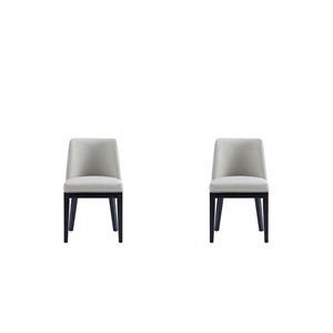 Manhattan Comfort Gansevoort Stone Grey Faux Leather Modern Dining Chairs w/ Beech Wood Frame - Set of 2