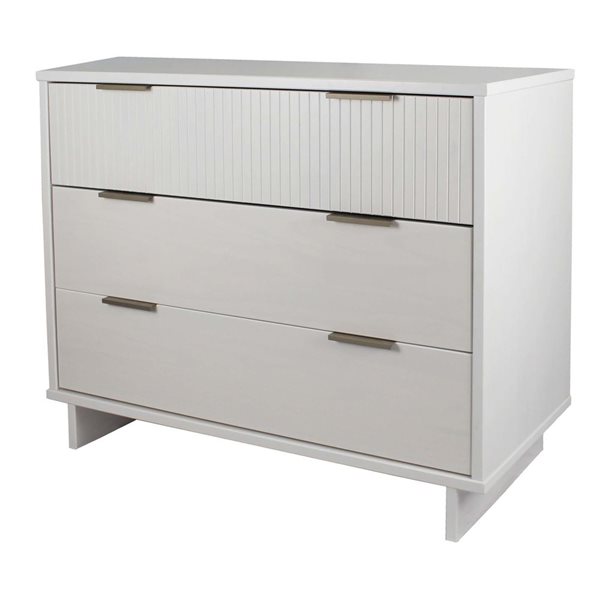 Commode moderne standard Granville Manhattan Comfort blanc avec 3 tiroirs à extension complète 37,79 l. x 17,71 p. x 31,73 …