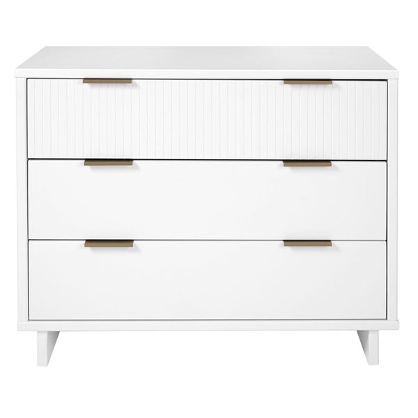 Commode moderne standard Granville Manhattan Comfort blanc avec 3 tiroirs à extension complète 37,79 l. x 17,71 p. x 31,73 …