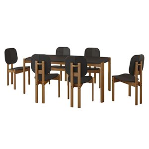 Manhattan Comfort Gales 35.43 W x 70.87-in L Matte Black/Brown 7-Piece Transitional Dining Set