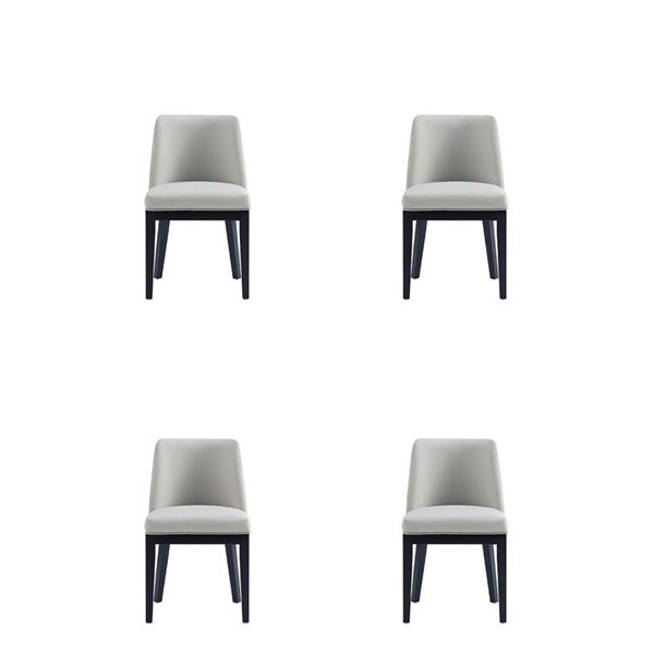 Manhattan Comfort Gansevoort Stone Grey Faux Leather Modern Dining Chairs w/ Beech Wood Frame - Set of 4