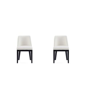 Manhattan Comfort Gansevoort Cream Faux Leather Modern Dining Chairs w/ Beech Wood Frame - Set of 2