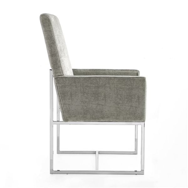 Ensemble de 8 fauteuils de salle à manger Element Manhattan Comfort modernes en velours acier et cadre en métal chrome poli