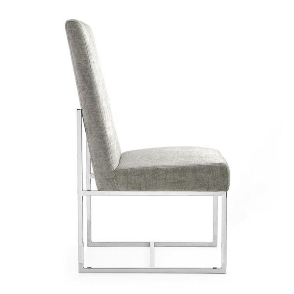 Ensemble de 8 fauteuils de salle à manger Element Manhattan Comfort modernes en velours acier et cadre en métal chrome poli