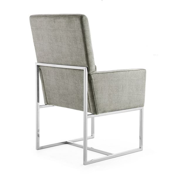 Ensemble de 8 fauteuils de salle à manger Element Manhattan Comfort modernes en velours acier et cadre en métal chrome poli