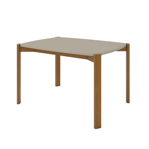 Manhattan Comfort Gales 35.43 W x 47.24-in L Greige/Brown MDF Mid-Century Modern Dining Table w/ Solid Wood Legs