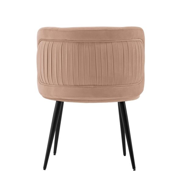 Ensemble de 2 chaises de salle à manger Kaya moderne rembourrée en velours plissé beige