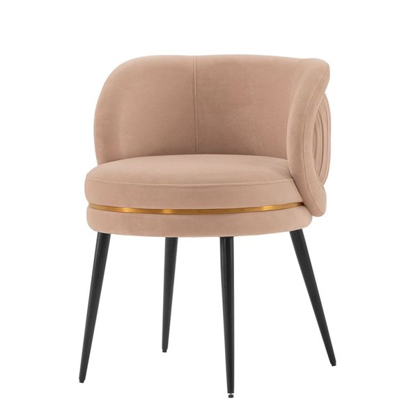 Ensemble de 2 chaises de salle à manger Kaya moderne rembourrée en velours plissé beige