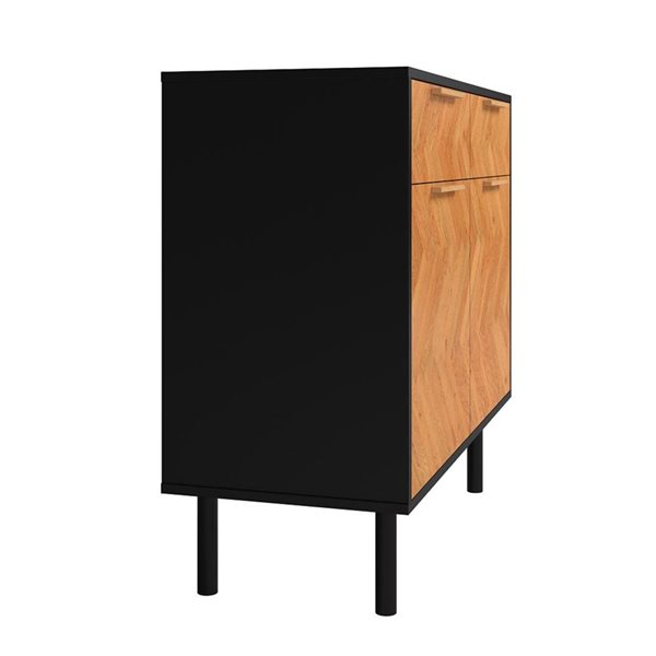 Manhattan Comfort Liam Mid-Century Modern 4-Shelf Sideboard in Black and Wood