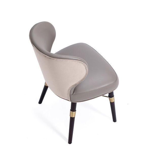 Chaise de salle à manger Strine moderne rembourrée en velours et similicuir taupe foncé