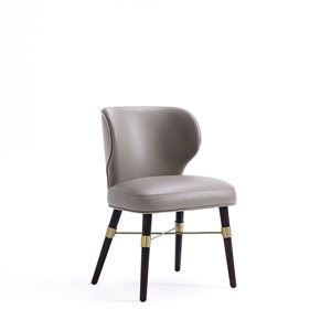 Manhattan Comfort Strine Dark Taupe Modern Velvet and Leatherette Upholstered Dining Chair