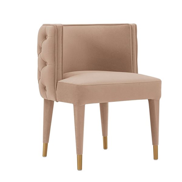 Manhattan Comfort Maya Set of 2 Nude Modern Tufted Velvet Upholstered Dining Chair