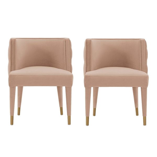 Manhattan Comfort Maya Set of 2 Nude Modern Tufted Velvet Upholstered Dining Chair