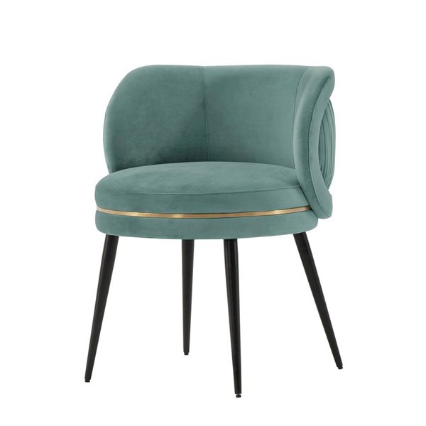 Chaise de salle à manger moderne rembourrée en velours plissé Kaya, vert menthe