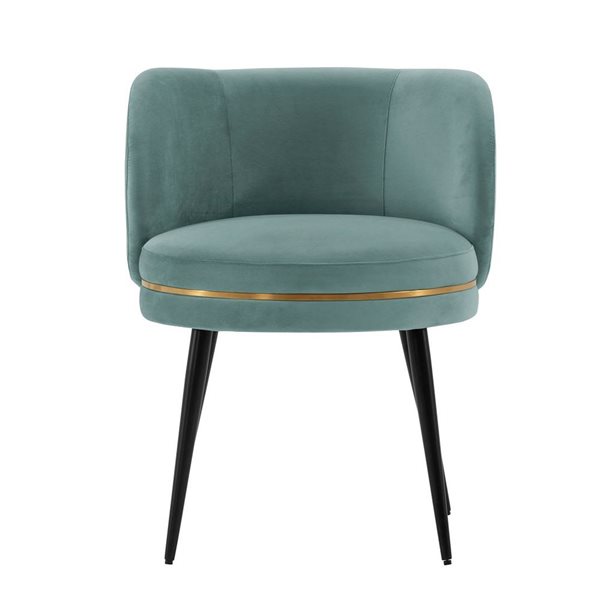 Chaise de salle à manger moderne rembourrée en velours plissé Kaya, vert menthe