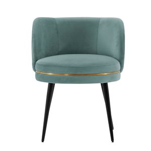 Chaise de salle à manger moderne rembourrée en velours plissé Kaya, vert menthe