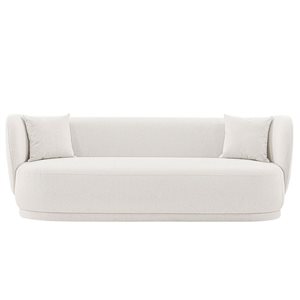 Manhattan Comfort Siri 92.52-in Contemporary Linen Upholstered Sofa with Pillows in Cream