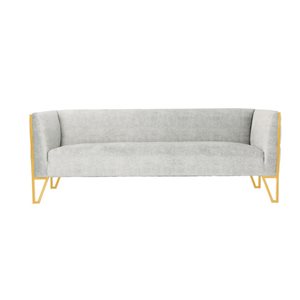 Manhattan Comfort Vector 81.5-in Grey and Gold Velvet Upholstered 3-Seat Sofa