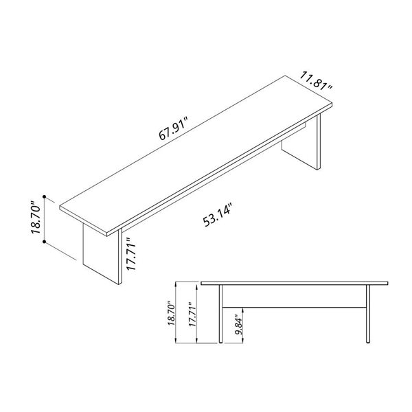 Manhattan Comfort NoMad 67.91-in White Modern Dining Bench