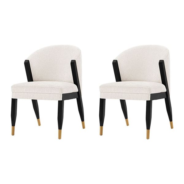 Ensemble de 2 chaises de salle à manger Ola moderne rembourrée crème