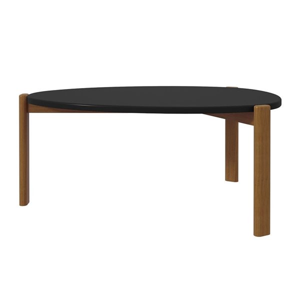 Table basse moderne du milieu du siècle Gales par Manhattan Comfort avec pieds en bois massif noir mat