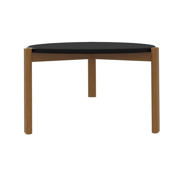 Table basse moderne du milieu du siècle Gales par Manhattan Comfort avec pieds en bois massif noir mat