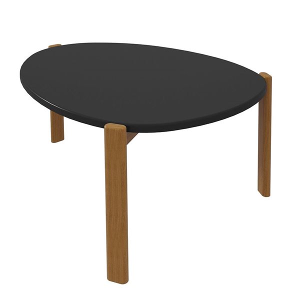 Manhattan Comfort Gales Mid-Century Modern Coffee Table with Solid Wood Legs in Matte Black